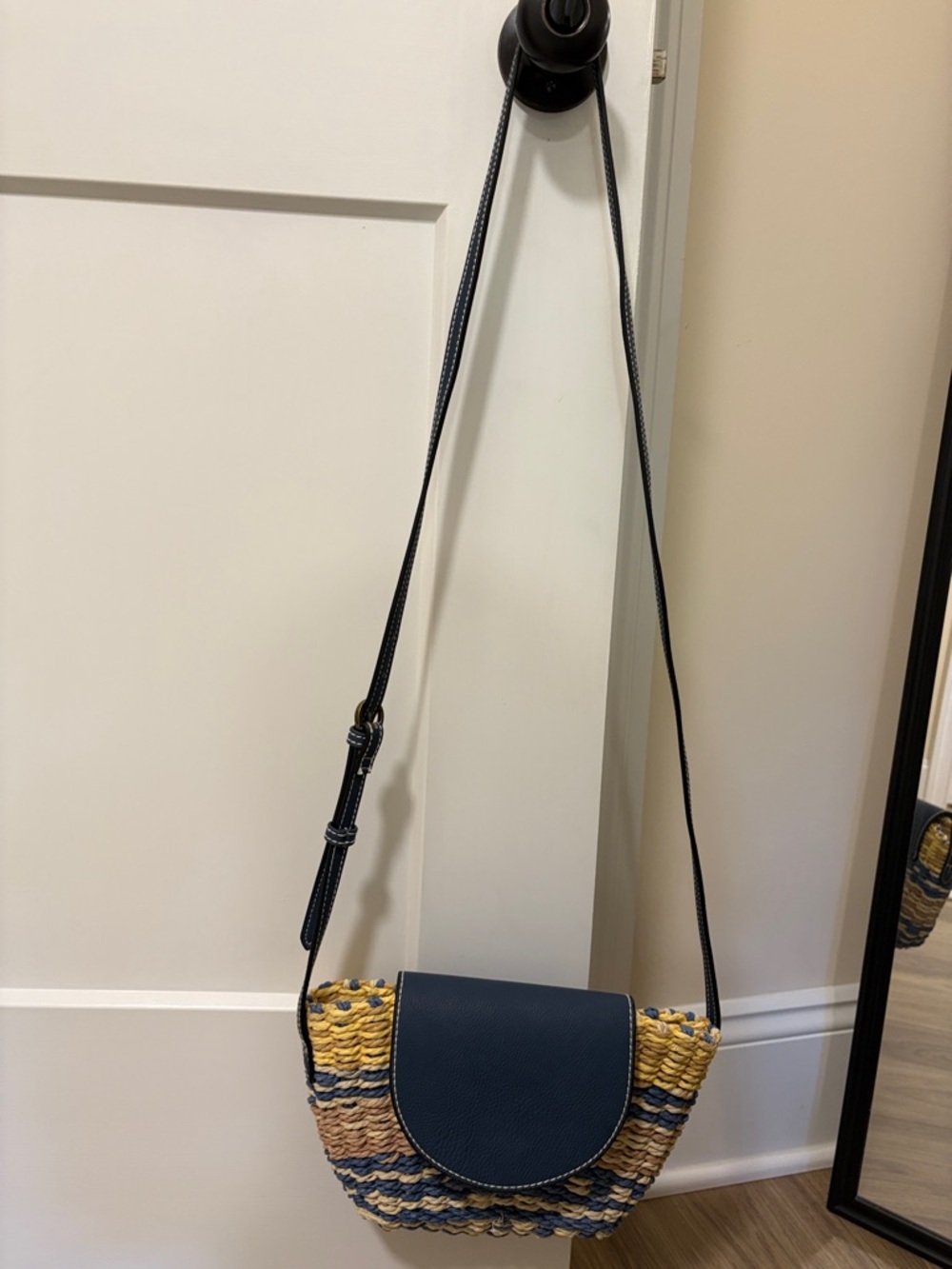 Universal Thread Navy and Yellow Woven Crossbody Bag
